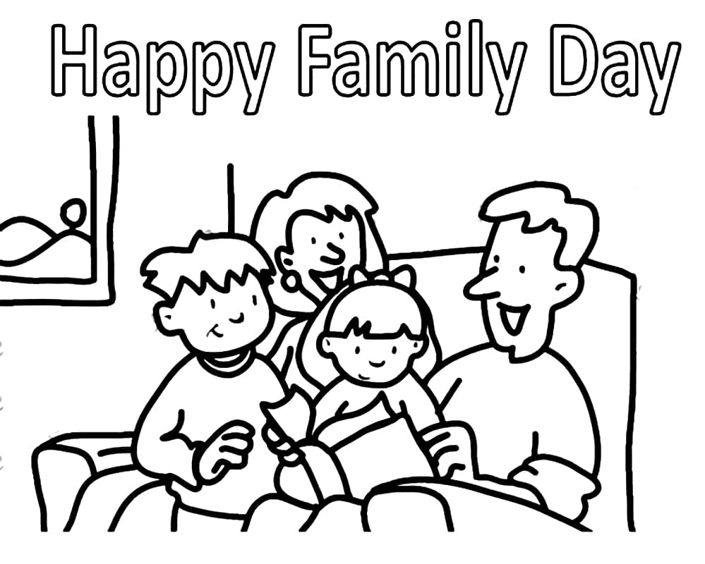 Happy Family Day Coloring Page