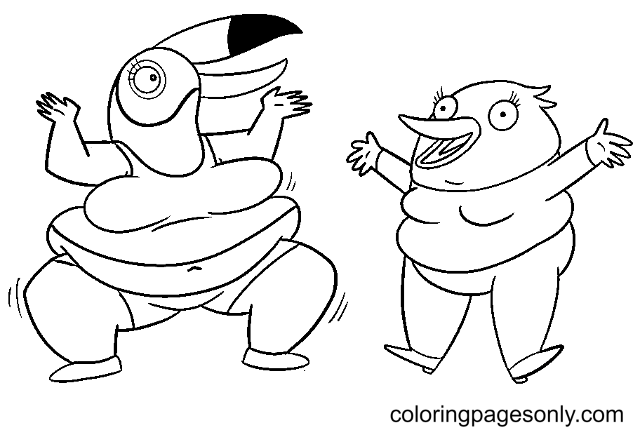 Happy Fat Tuca And Bertie Coloring Page