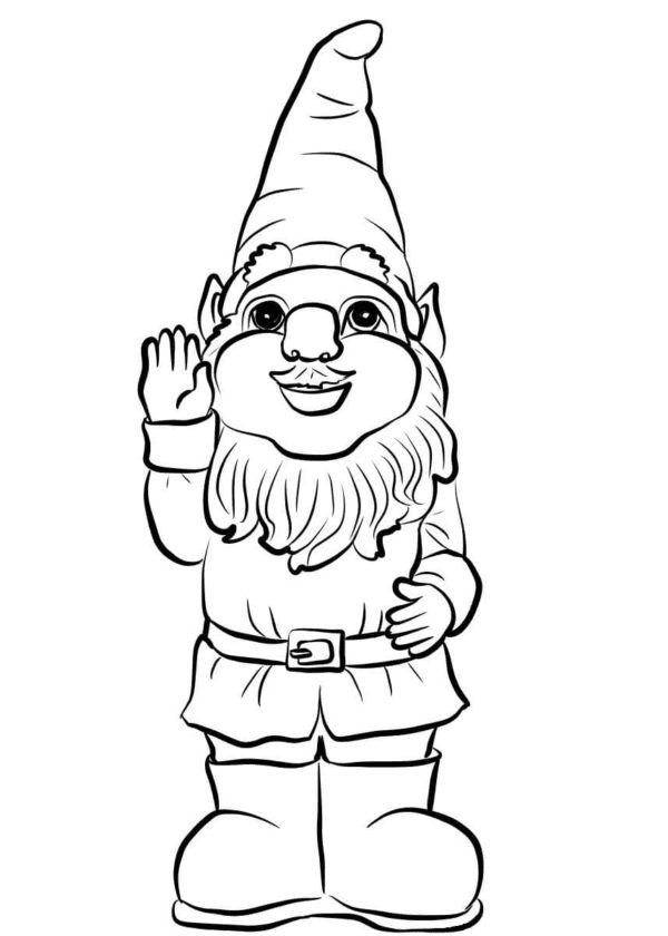Happy Gnome Coloring Page