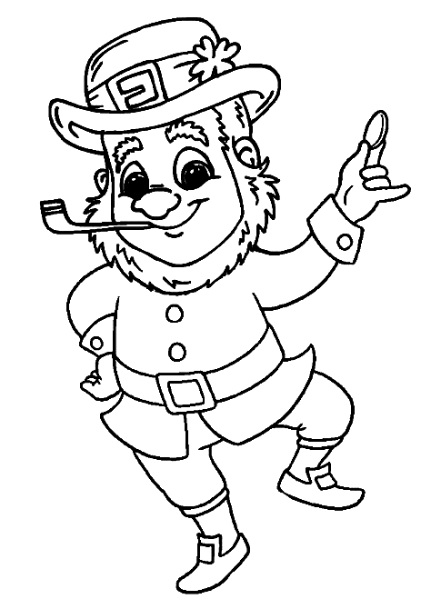 Happy Leprechaun For Kids Coloring Pages