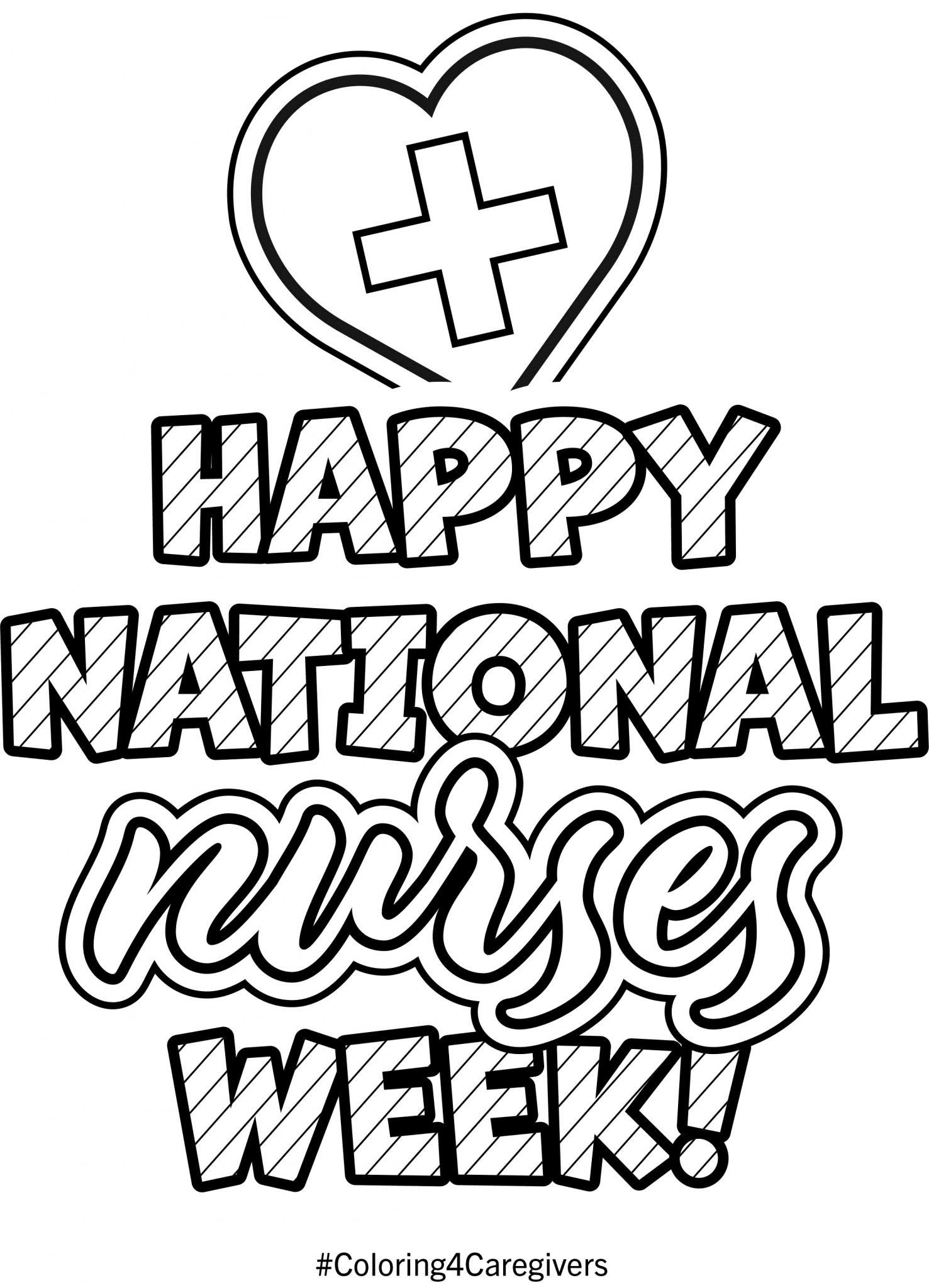 Pagina da colorare di felice settimana nazionale degli infermieri
