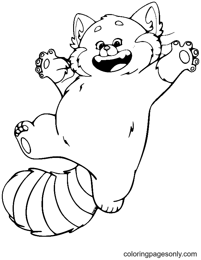 Happy Panda Turning Red Coloring Pages