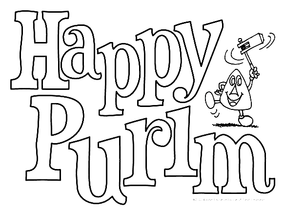 Happy Purim Printable Coloring Page