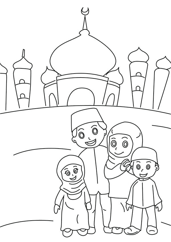 Pagina da colorare del Ramadan felice