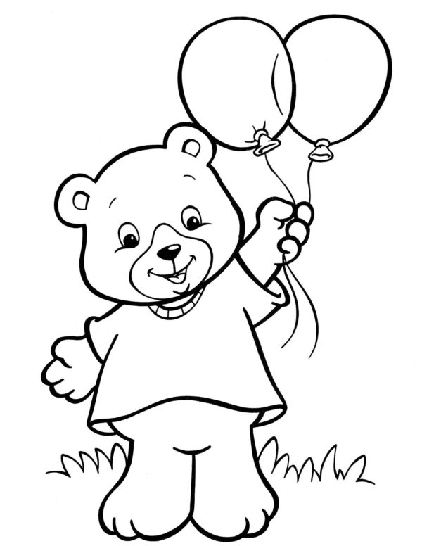 Urso de pelúcia feliz com balões from Teddy Bear