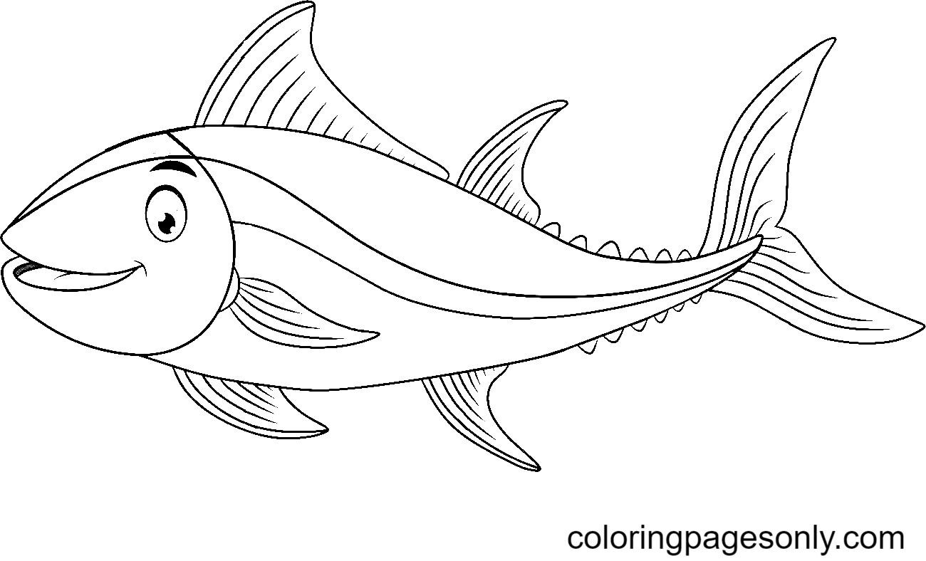 Happy Tuna Coloring Page