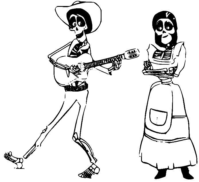 Dibujo para colorear de Héctor e Imelda Rivera de Coco