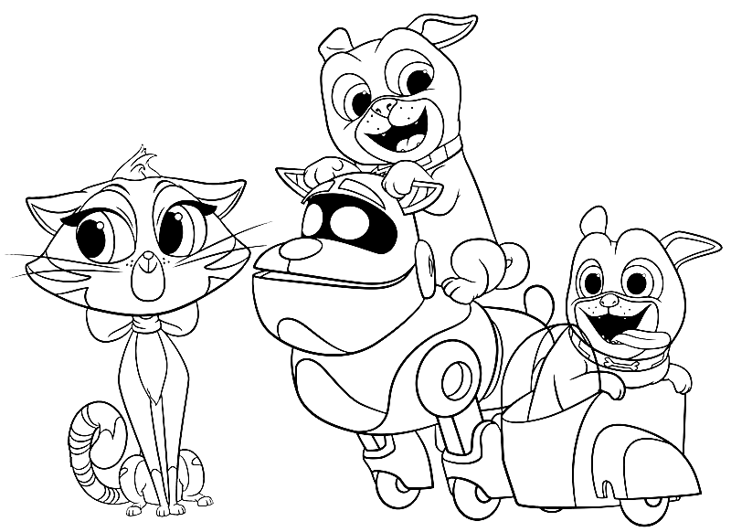 Hissy, ARF, Bingo and Rolly Coloring Pages