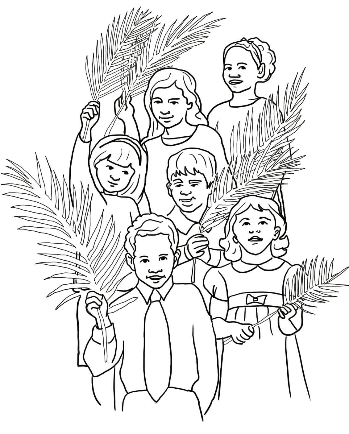 Раскраска Вербное воскресенье для детей
