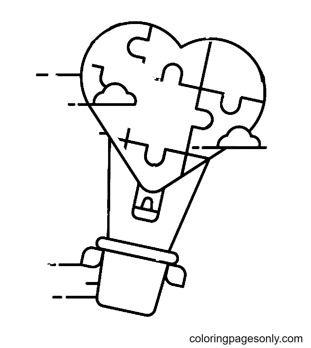 Hot Air Balloon Autism Day Coloring Page
