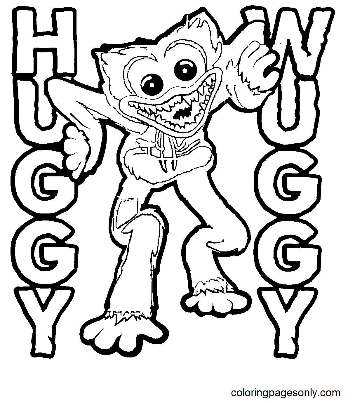 Huggy Wuggy Big Blue Monster Coloring Pages