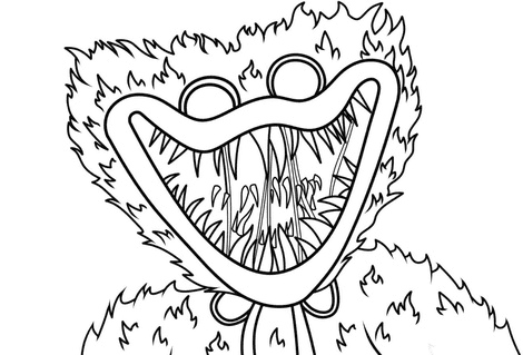 Huggy Wuggy Blue Monster for Kids Coloring Page