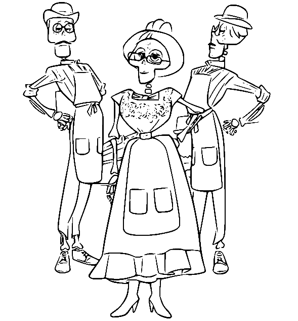 Imelda and Two Men Coloring Page