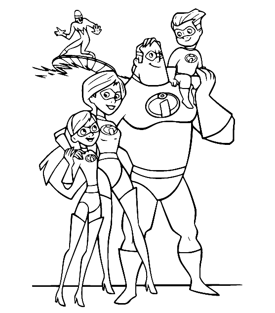 Incredibles Family and Frozene Coloring Pages