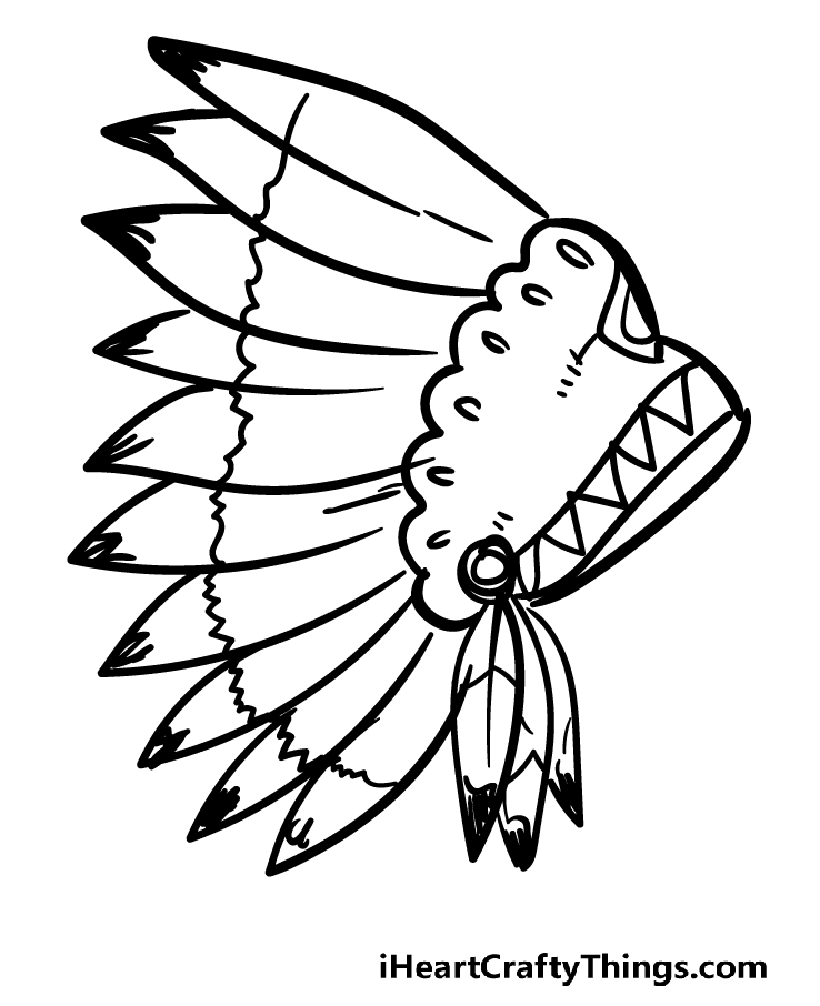 Indian Feather Headdress Coloring Pages