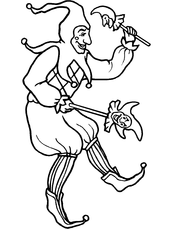 Jester Mardi Gras Coloring Pages