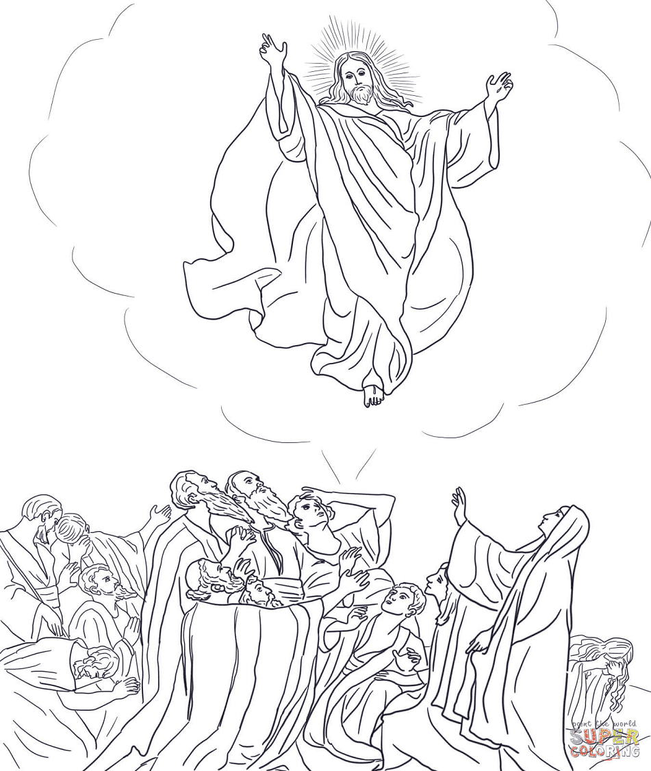 Jesus Ascends to Heaven Coloring Page