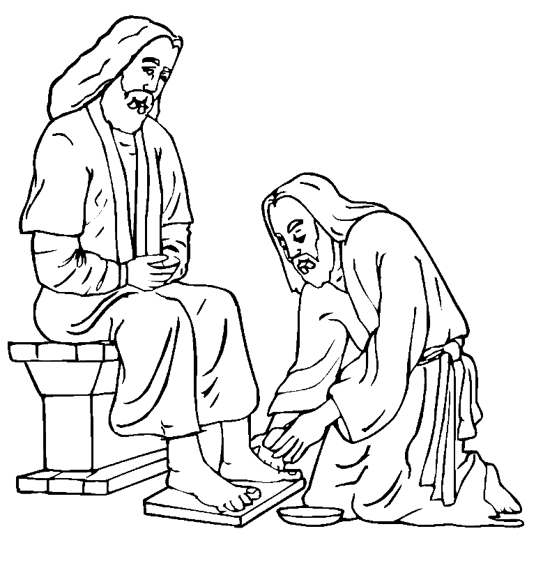 Раскраска Иисус омывает ноги