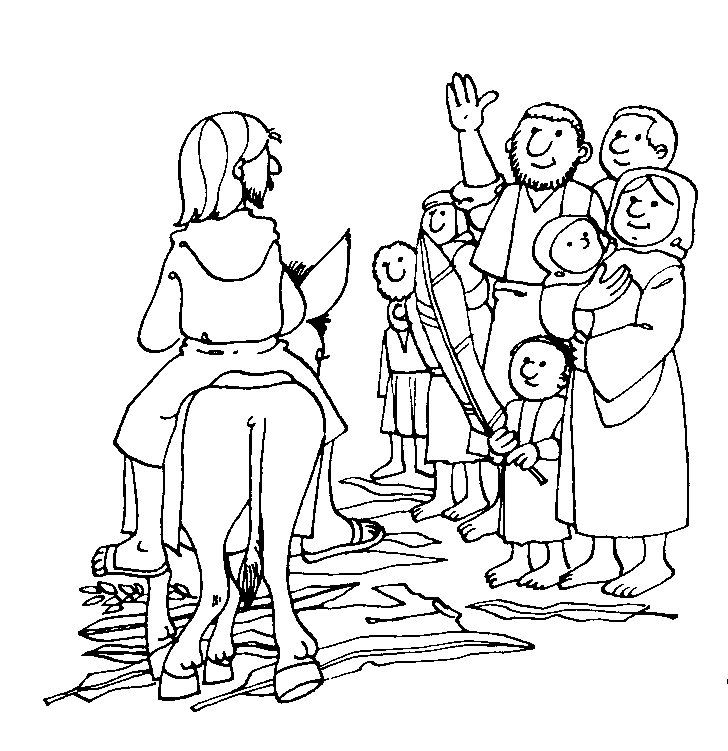 Jesus Greeted On Palm Sunday Coloring Page