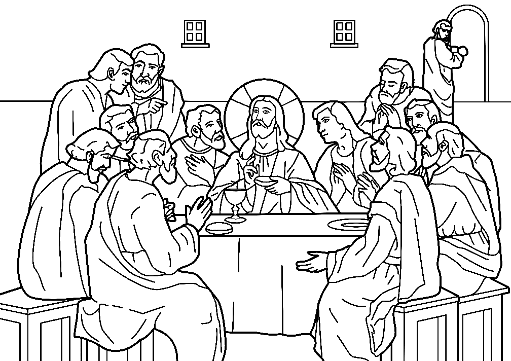 Pagina da colorare di Gesù Ultima Cena