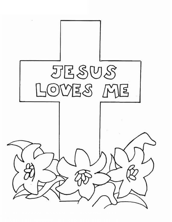 Jesus Loves Me – Religious Easter Coloring Page