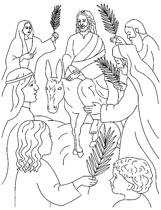 Раскраска Иисус Вербное воскресенье