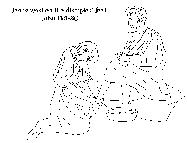 Jésus lavant les pieds de ses disciples libérés du Jeudi Saint