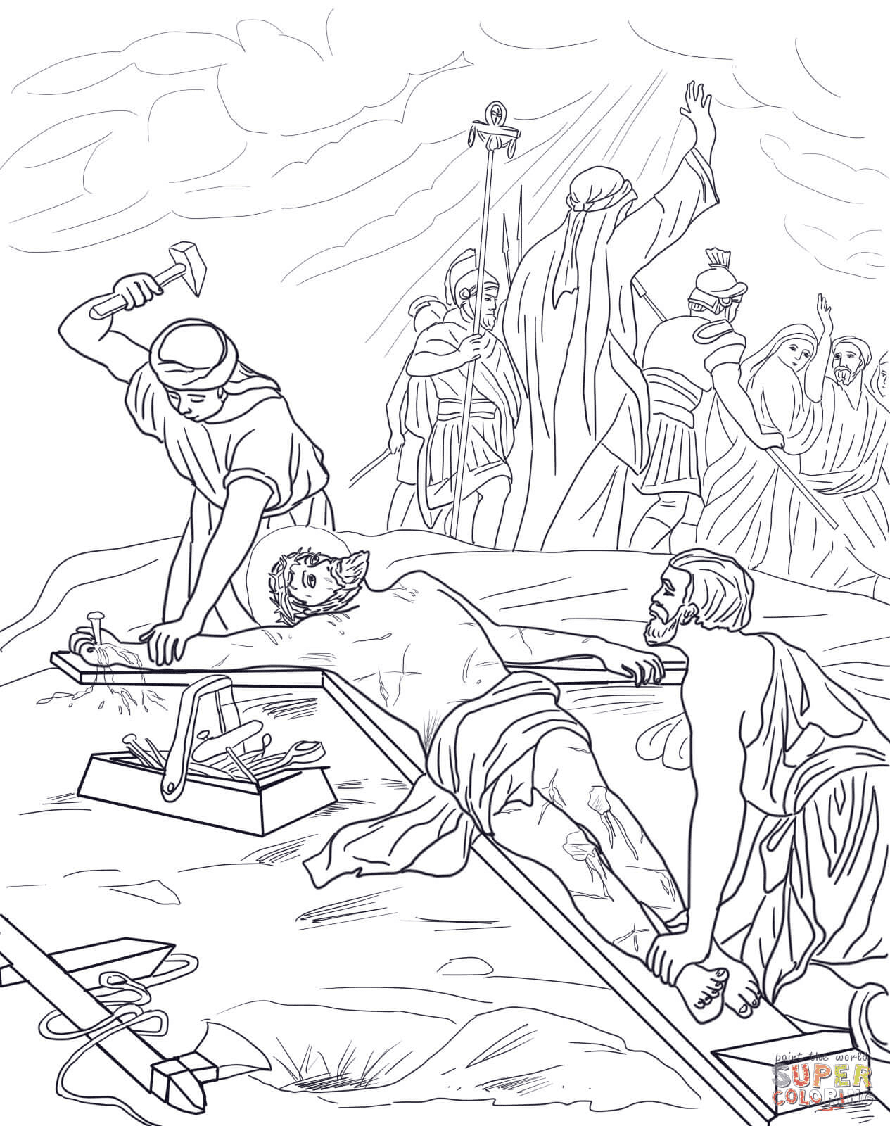 Jesus is Nailed to the Cross Coloring Page