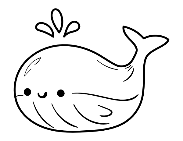 Kawaii Whale Coloring Pages