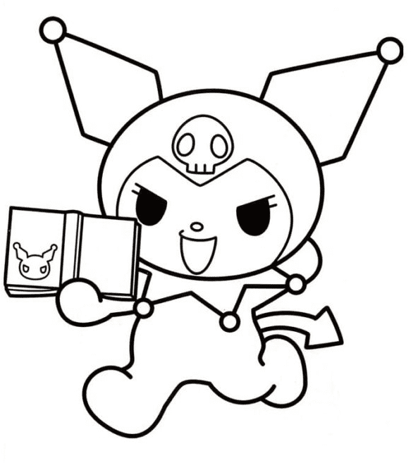 Kuroki with a Book of Black Magic Coloring Page