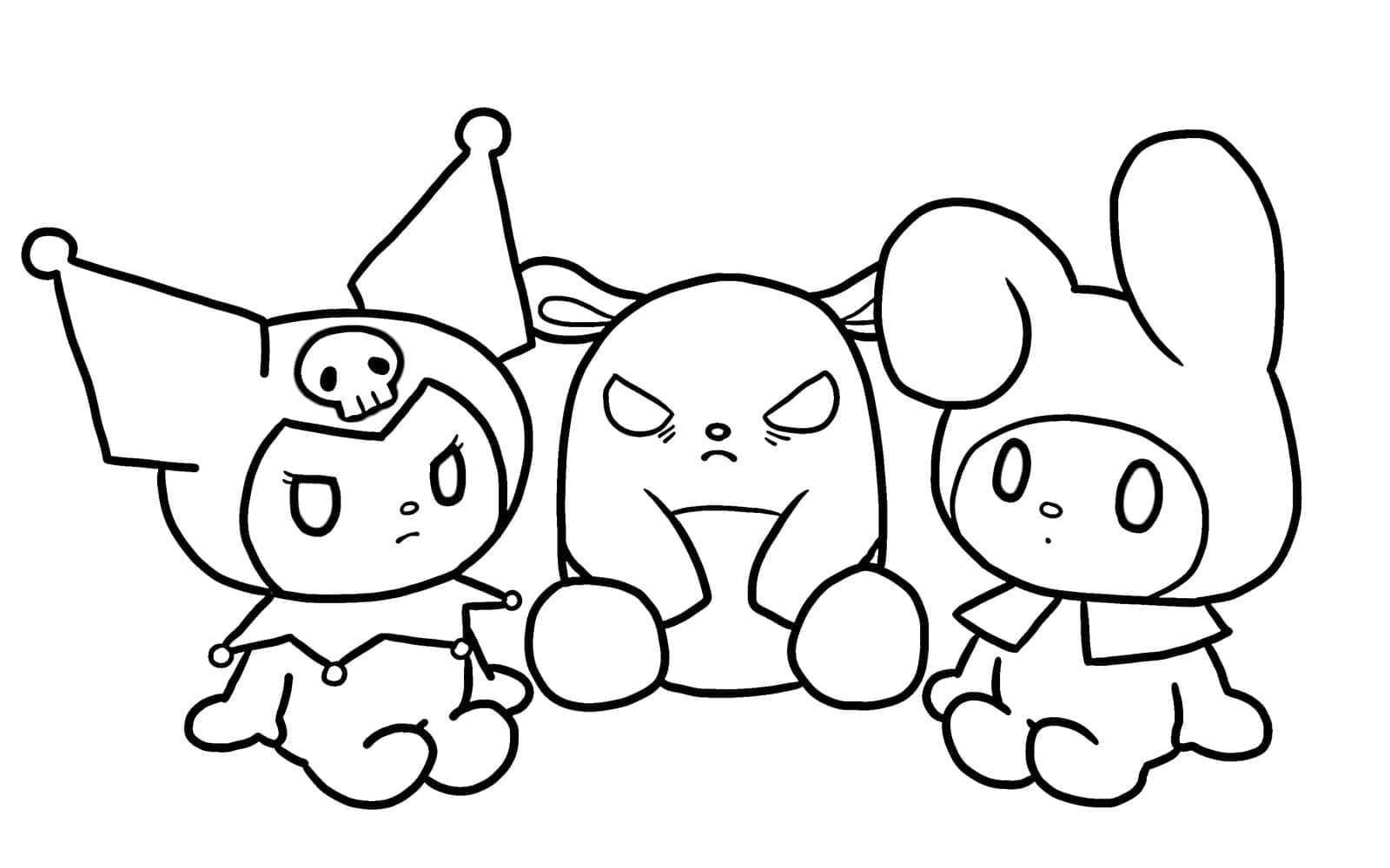 Kuromi, Baku and Melody Coloring Pages   My Melody Coloring Pages ...