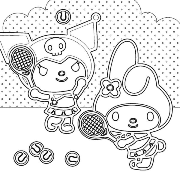 Kuromi And Melody Coloring Page Free Printable Coloring Pages