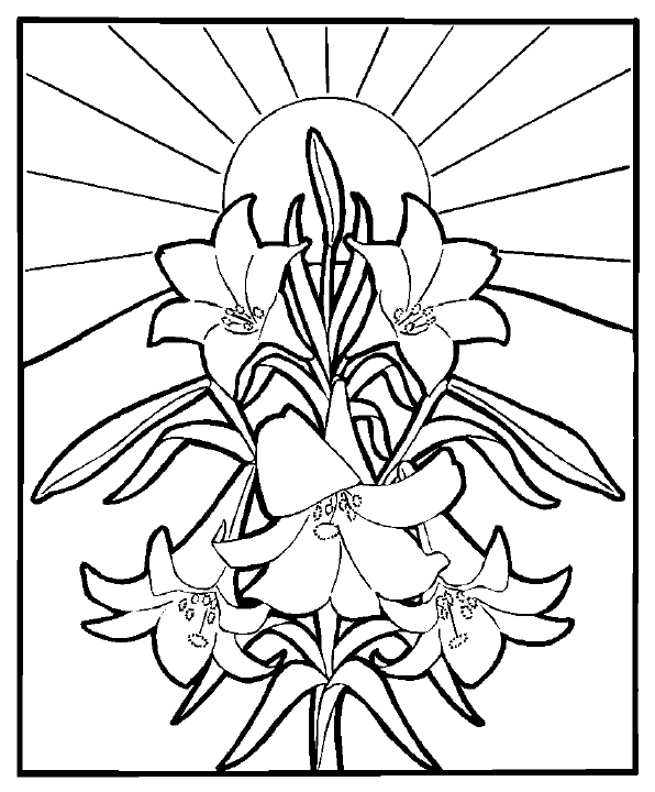 Lillies Religious Easter Coloring Page