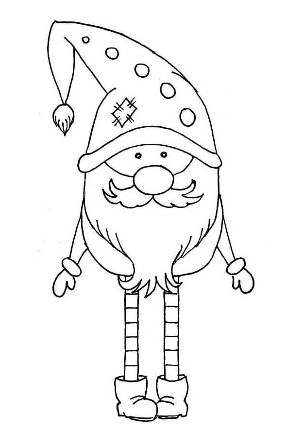 Long-legged Gnome Coloring Page