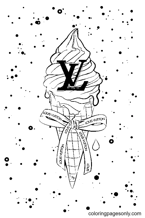 Desenho para colorir de sorvete Louis Vuitton