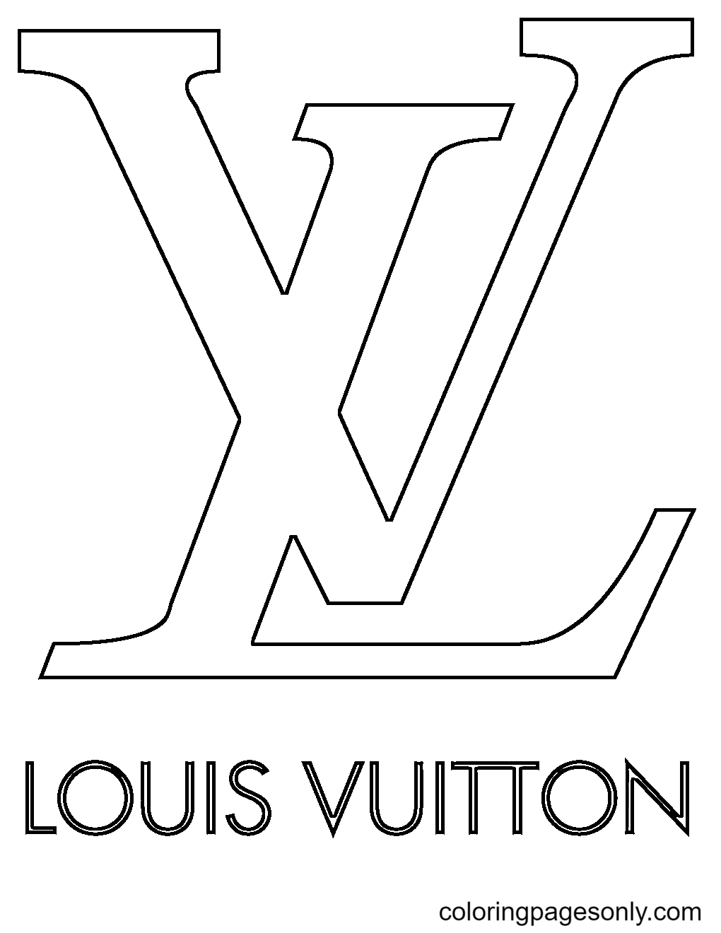 Pagina da colorare del logo Louis Vuitton