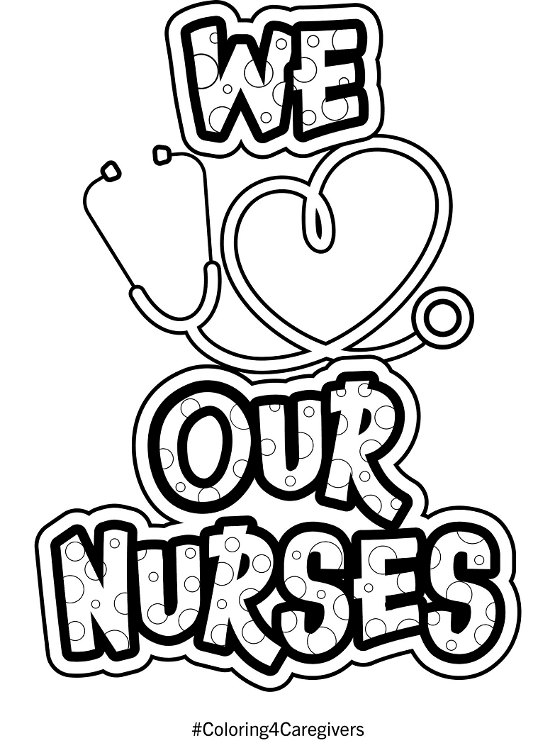 Desenho para colorir de enfermeiras de amor
