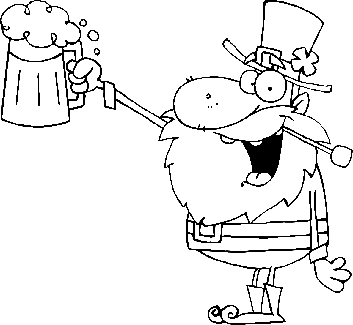 Lucky Leprechaun Toasting with a Mug of Beer Coloring Page