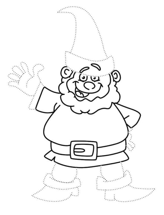 Magic Gnome on the Dotted Line Coloring Page