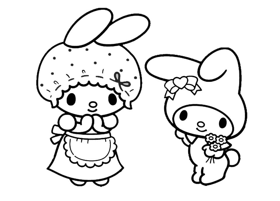Mama and My Melody Coloring Page
