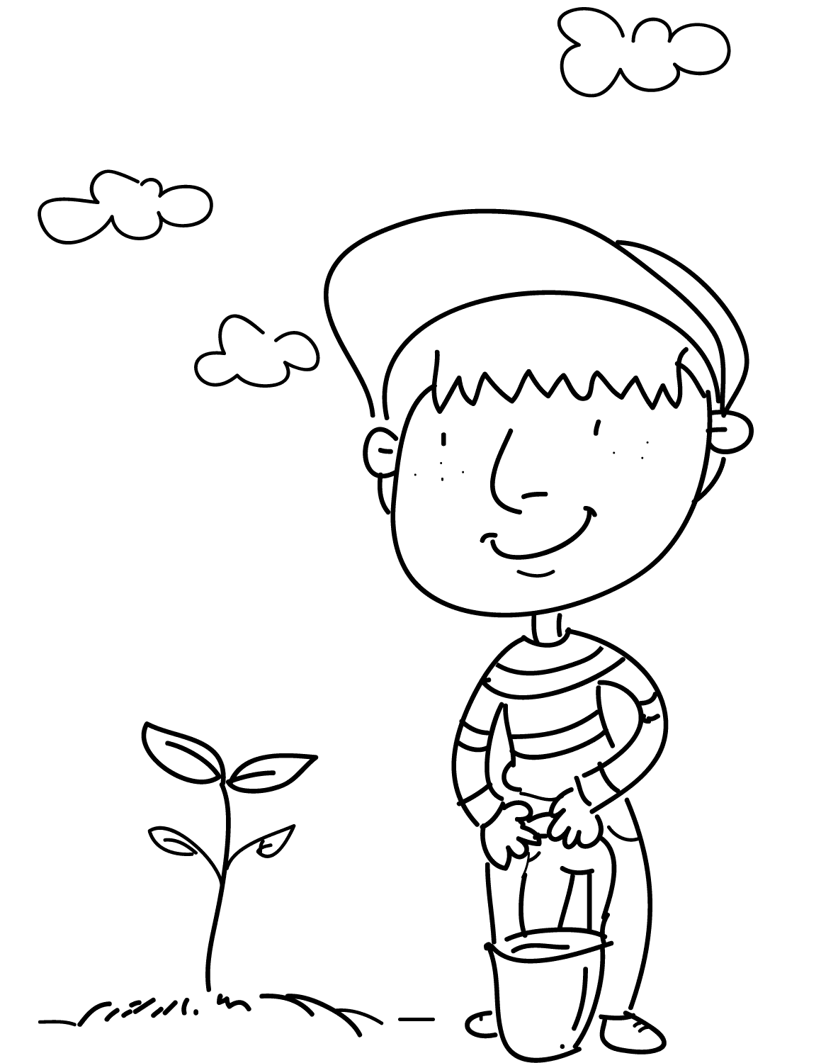 Картинка мальчик с цветами раскраска