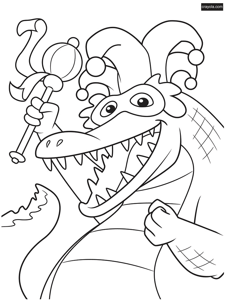 Mardi Gras Alligator Coloring Pages