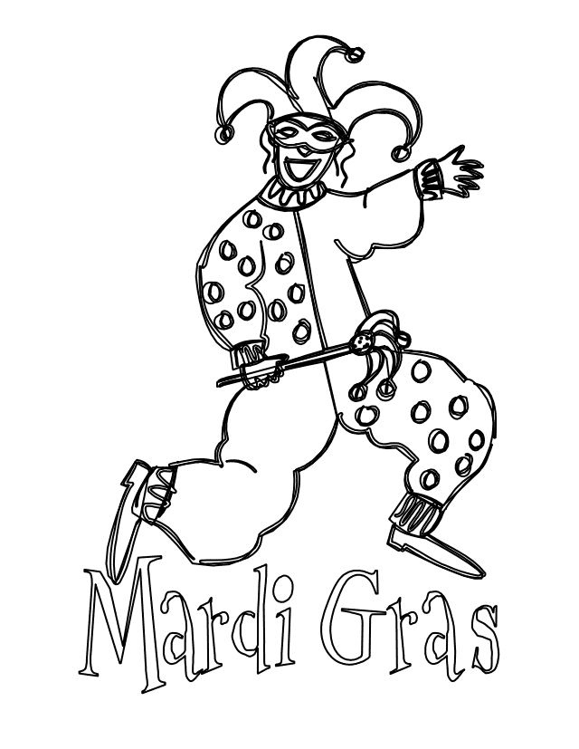 Mardi Gras Jester Free Coloring Page