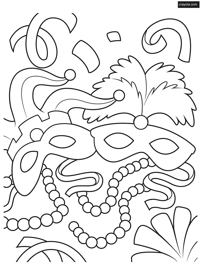 Mardi Gras Masks to Print Coloring Pages