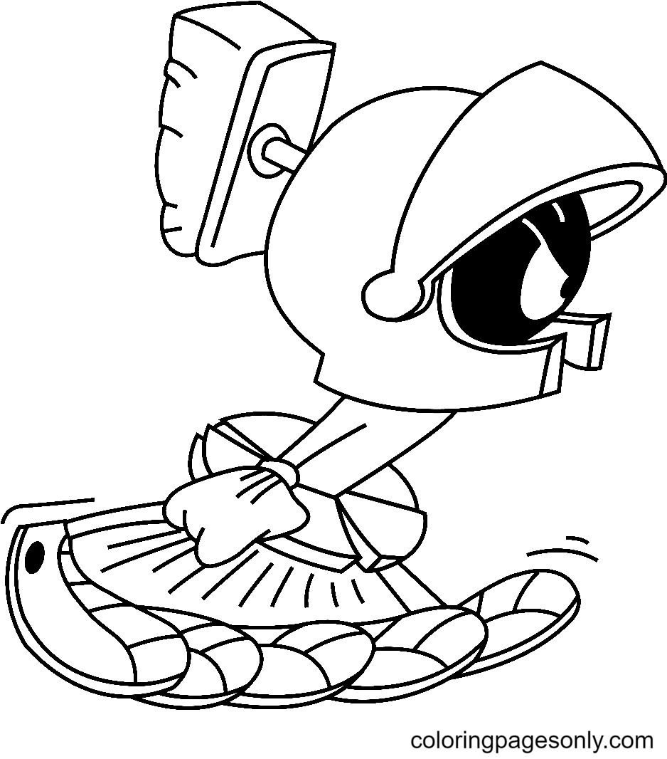 Marvin The Martian Running Coloring Page
