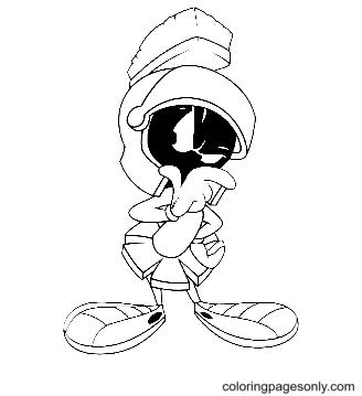 Marvin the Martian Thinking Coloring Page