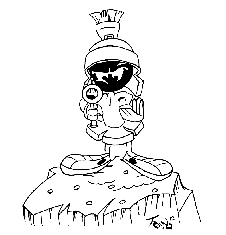 Marvin the Martian from Looney Tunes Coloring Page