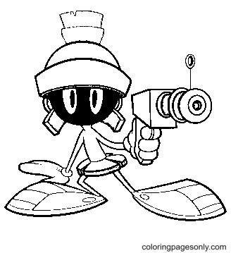 Marvin with gun Coloring Page - Free Printable Coloring Pages