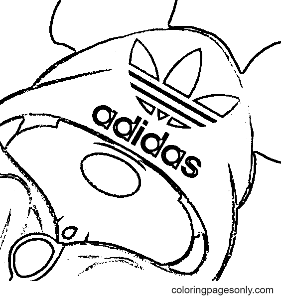 Раскраска Микки в Adidas