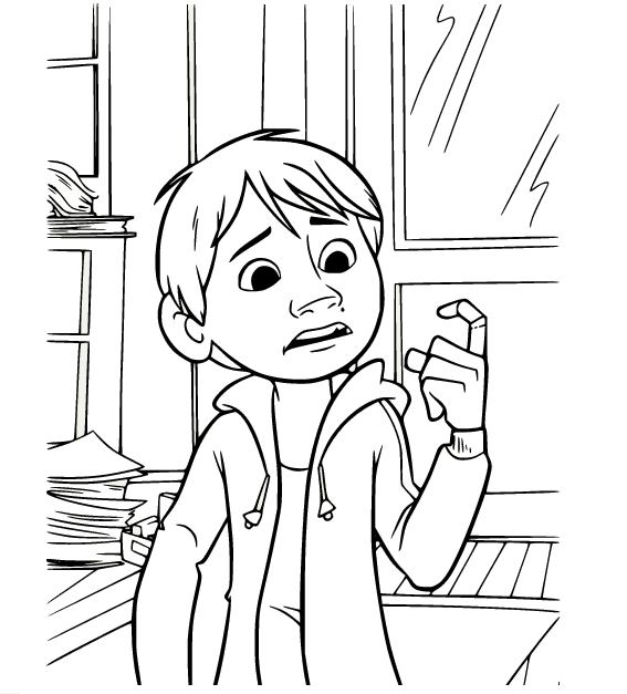 Miguel Seeing His Finger Coloring Page